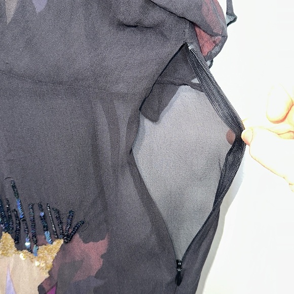 All Saints spitalfields sequin 100% silk sheer mini dress size 14 - Picture 5 of 11